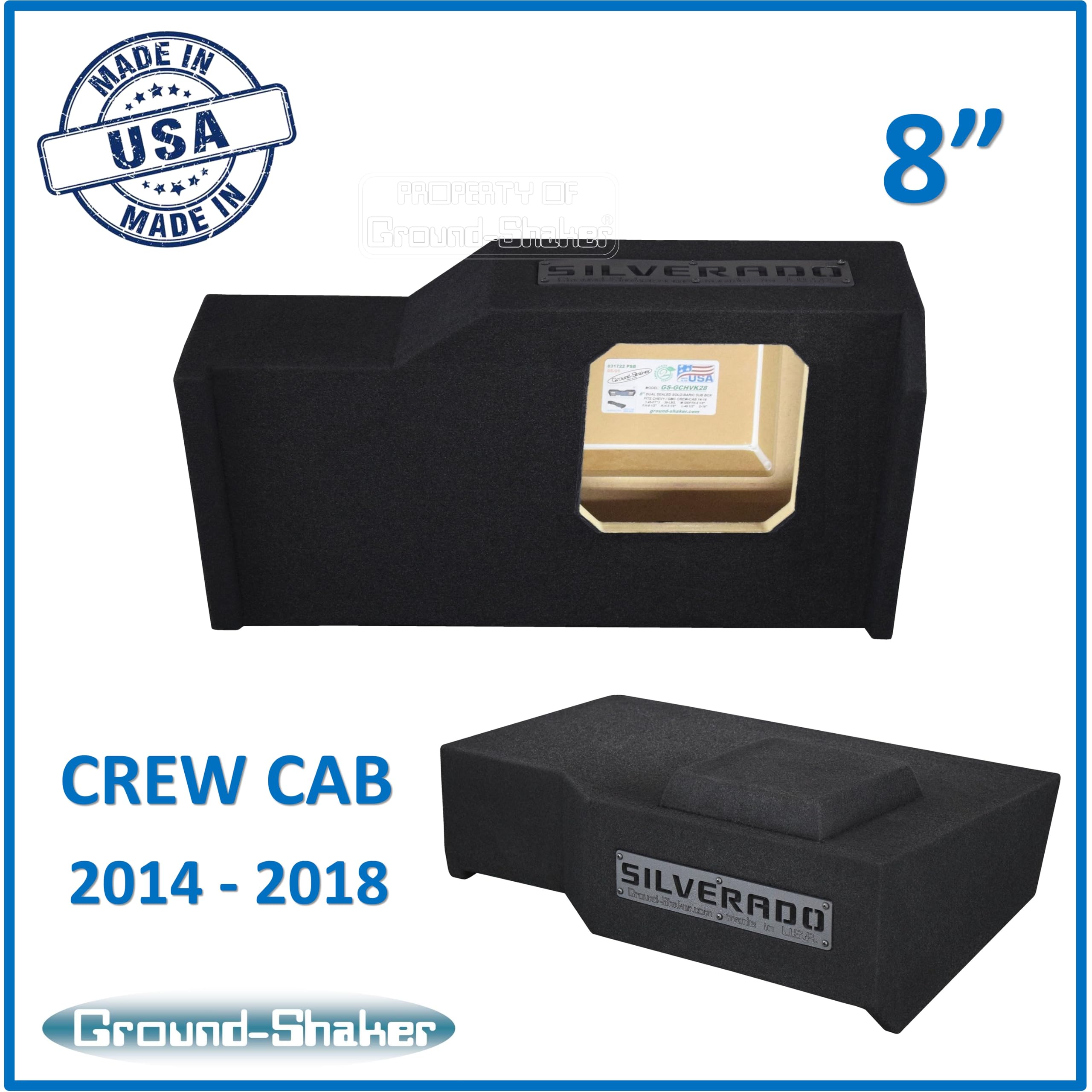 Chevy Silverado Crew-Cab 2014-2018 Truck Single Sub Box Subwoofer Enclosure (8