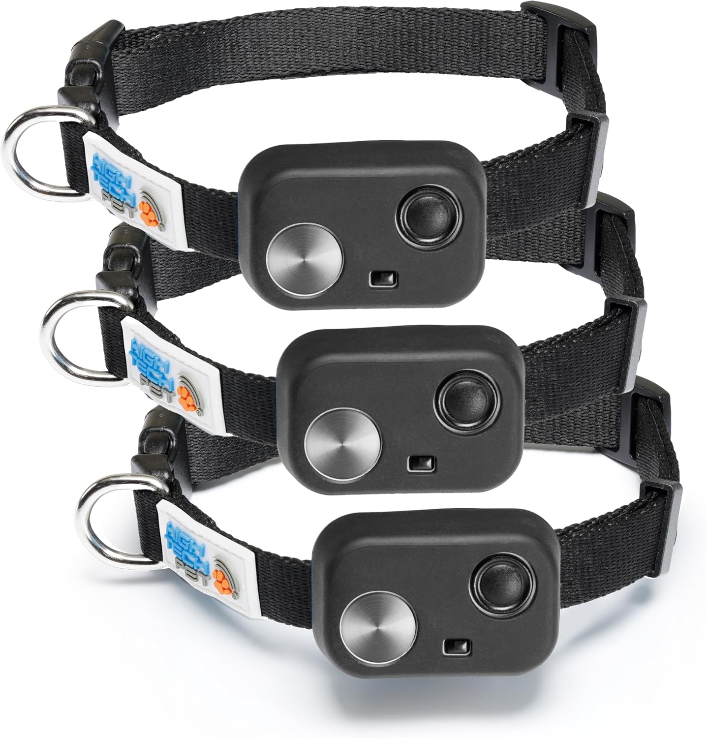 MS-5 ECON Automatic Pet Door Collar 3-Pack, Genuine High Tech Pet Brand Dog Collar for Power Pet Doors - Deluxe Black Strap & Rubber Boot (Black) - BLK-MS5-3PK