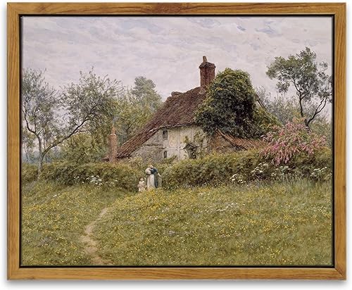 InSimSea Lienzo enmarcado para pared, decoración vintage, paisaje clásico, acuarela, impresiones en lienzo rústicas, decoración de pared para sala