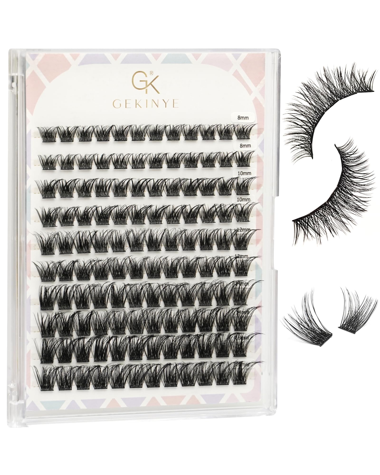 Gekinye Wispy Lash Clusters 120pcs - Fairy Lash Clusters Faux Mink, Natural Eyelash Cluster 8-16mm DIY at Home with Soft Thin Band