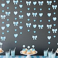 Vista 23 de Decoraciones para fiesta del Día de San Valentín, guirnalda colgante de papel en rosa intenso y blanco con forma de corazón, serpentina