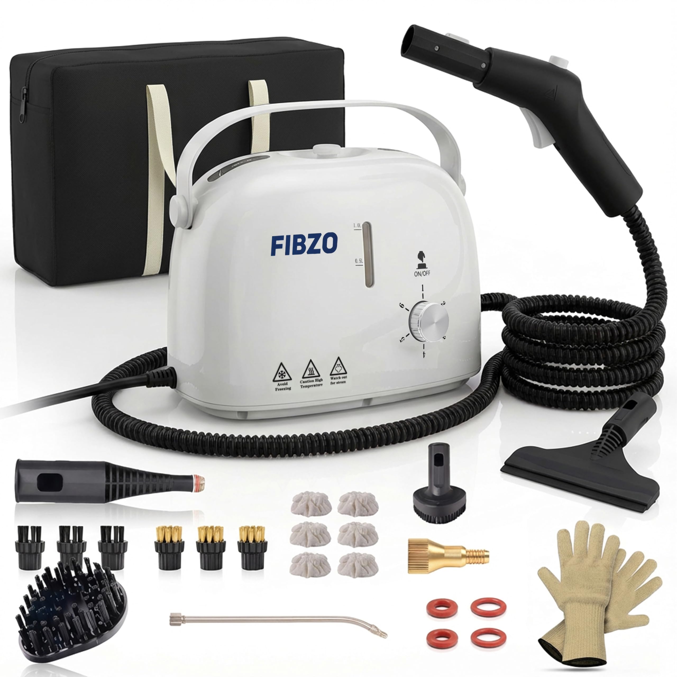 Fibzo Steam Cleaner Multi Portable Handheld Steamer for Home Kichen Car Upholstery Bed Furniture Bathroom Tile Grout Floor Cleaning Fast 20s Fast Heat-Up (20-piece (Steam Cleaner))
