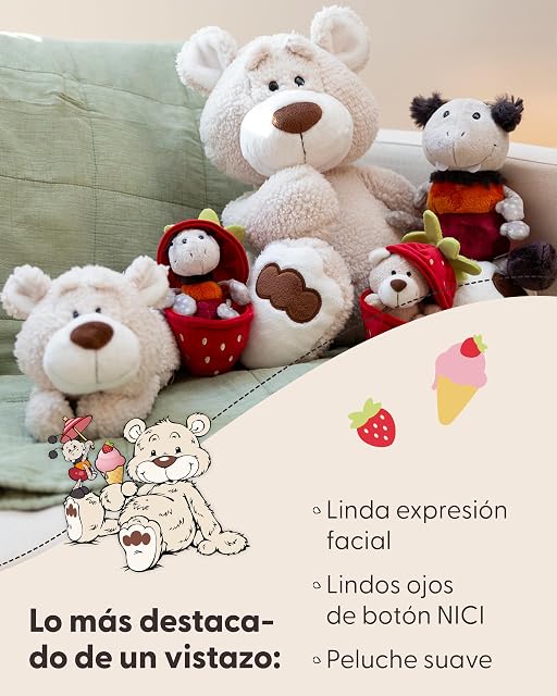 Foto 4 de 7 de NICI-Peluche Oso Bendix 20cm Beige-Sostenible, Hecho de Suave Tejido Peludo, Ideal para Jugar y abrazar