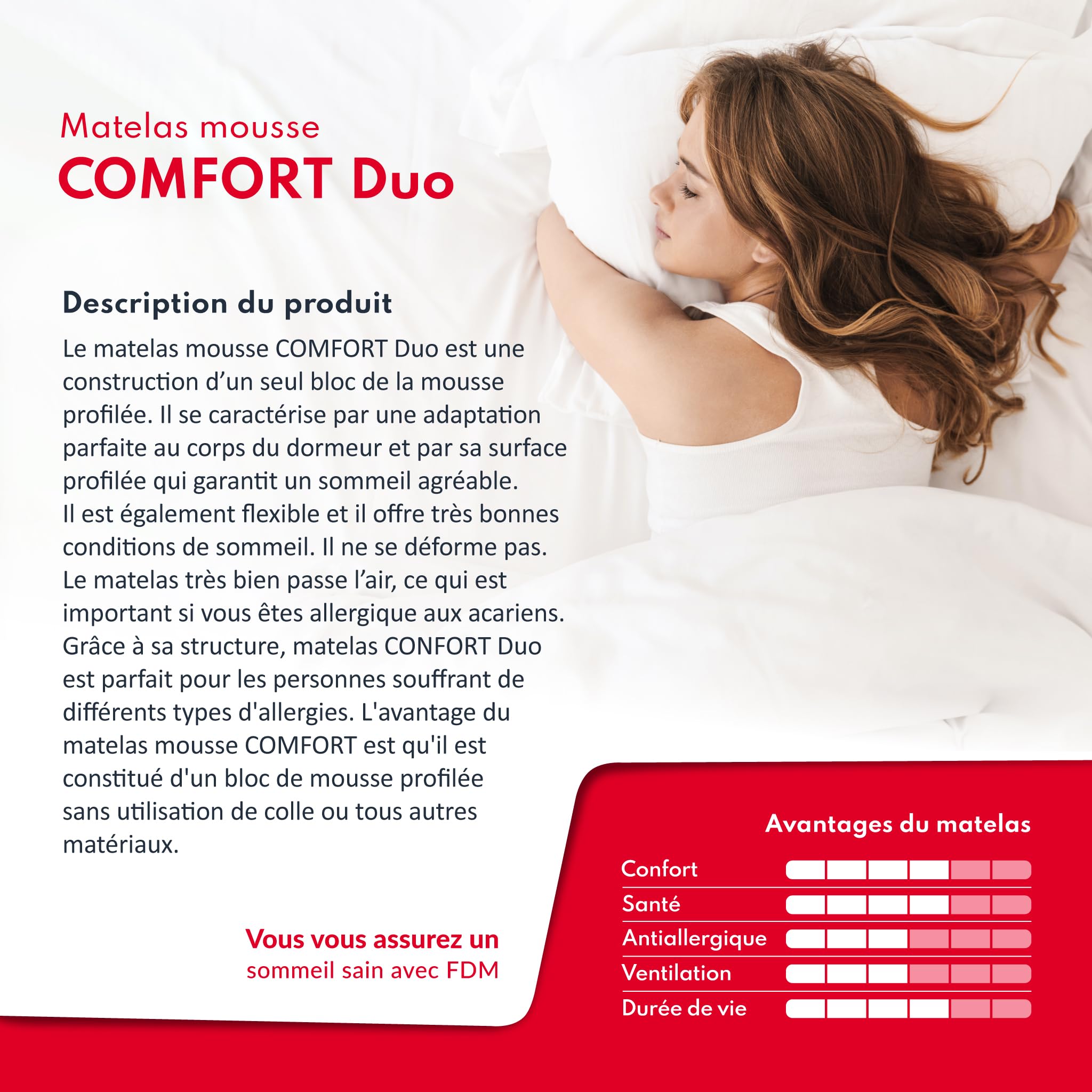 FDM Comfort Duo Matelas 90x200 cm Mousse à Mémoire de Forme Épaisseur 12 cm Fermeté H3 et H4 Matelas à Deux Faces 7 Zones de Confort Housse Lavable Oeko-TEX Hypoallergénique