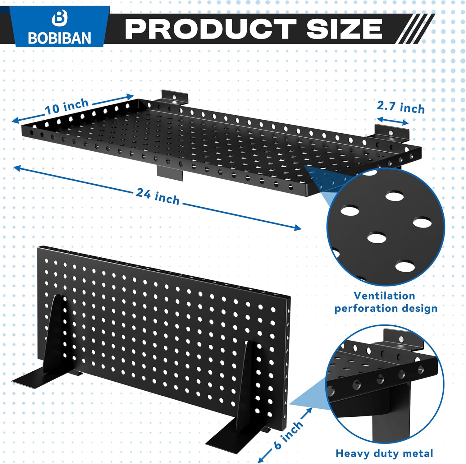 2 pack slatwall shelves, heavy duty metal slat wall shelf for retail, garage, home storage, 80 lbs load capacity, universal slatwall accessories(10 x 24 inch-2, black) 10'x24'-2 black