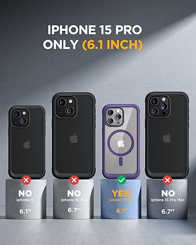 Miniatura 416 de Miracase Glass Series - Funda magnética para iPhone 15, compatible con MagSafe, de cuerpo completo, protector de pantalla de vidrio 9H integrado