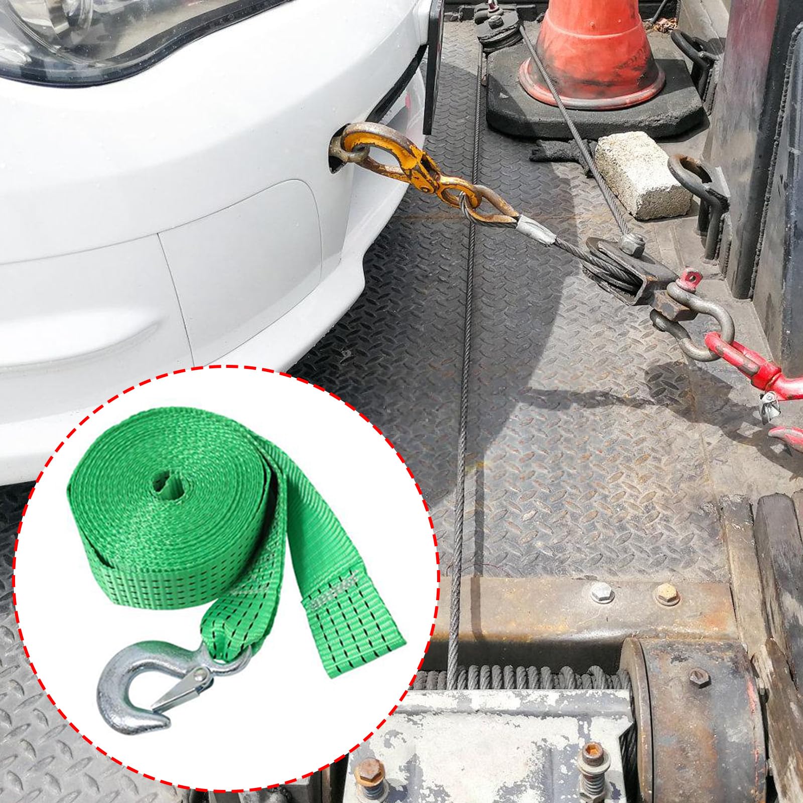 Montesy Winch Strap with Hook for Towing Vehicles Replacement Heavy Duty Strap Boat Trailer Accessories 19.7/26.2/32.8ft