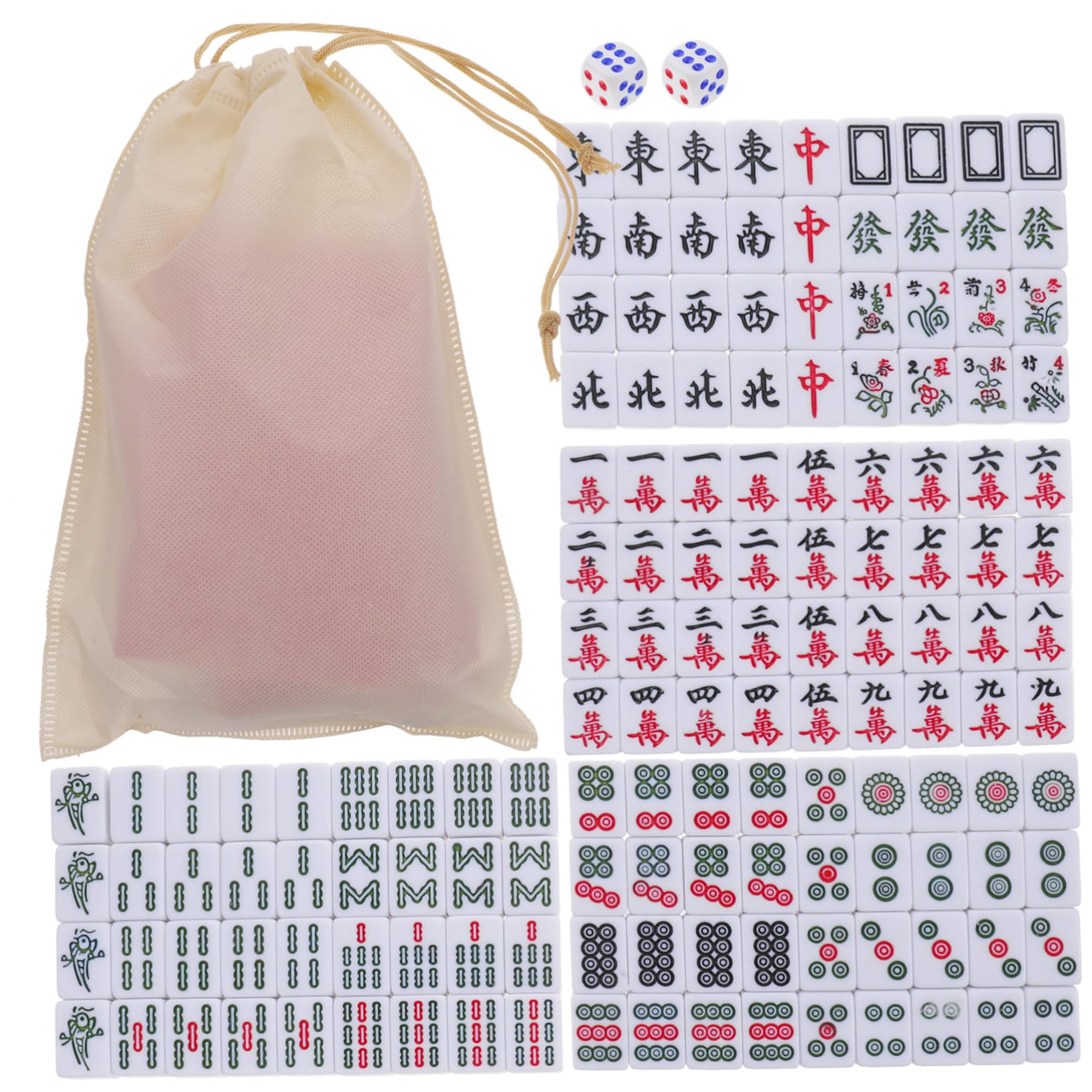 ifundom Kleiner Mahjong Satz 1 Satz aus Melamin für Mahjong Liebhaber | Reiseformat, Leichtes Satz, Klare Drucktechnik, Feine Verarbeitung, für Partys und Freunde