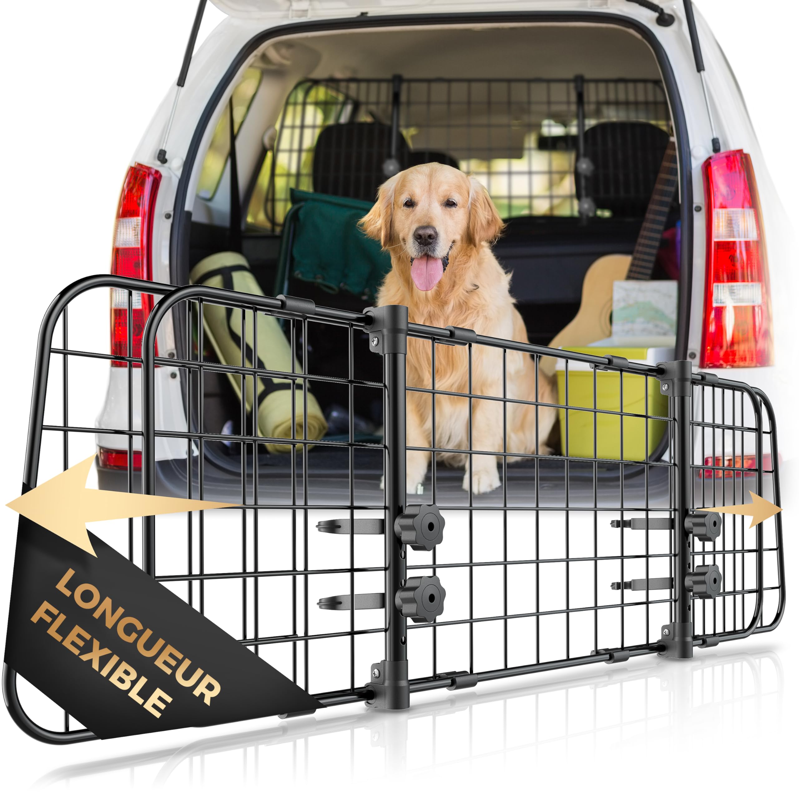 Heldenwerk Grille Voiture pour Chien Universelle pour Chien - Barrière de Protection pour Coffre avec Fixation à l'appui-tête réglable en continu