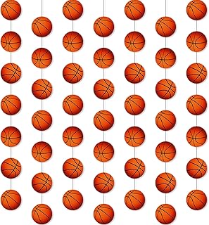 Faccito 12 Pcs Basketball Party Banners Sports Theme Party Hanging Decorations Basketball Paper Garland for Boys Kids Teens Basketball Birthday Party Baby Shower Home Classroom Supplies Decor