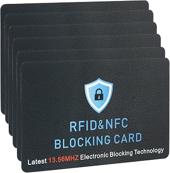 6 Pack RFID Blocking Card, Contactless NFC Debit Credit Card Passport Protector,Entire Wallet Purse Protect
