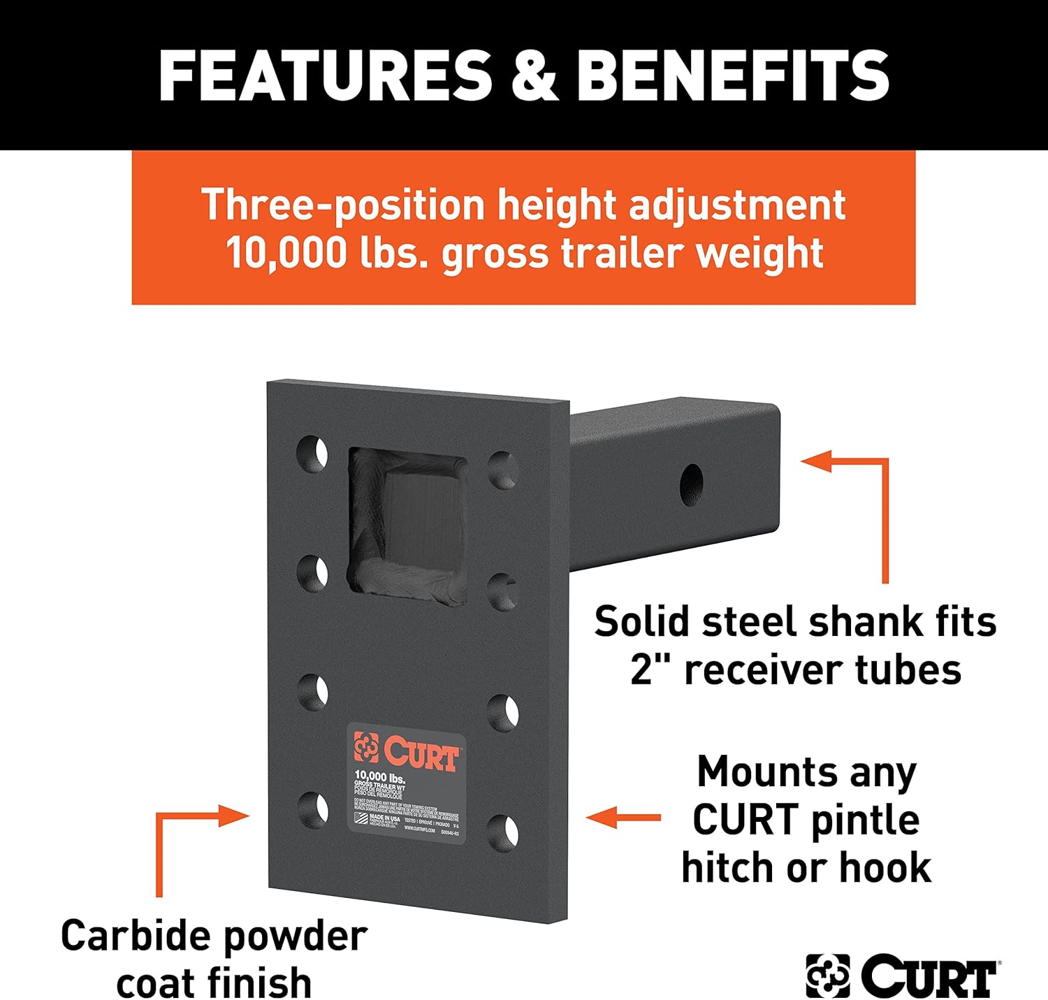 Curt Manufacturing 48323 7 in Plate 8 1/2 in Shank Pintle