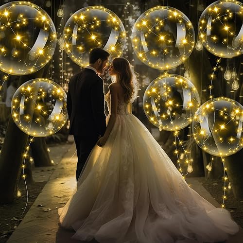 Miniatura 4 de Paquete de 20 globos LED de 20 pulgadas y 24 pulgadas, globos iluminados transparentes, globos de Navidad brillantes Bobo globos de luz transparente