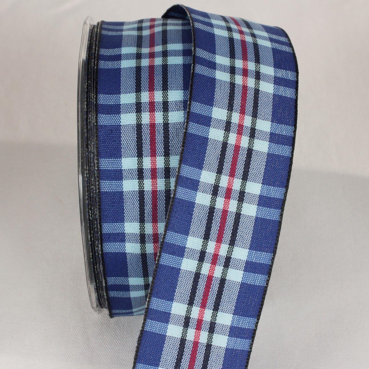 Cobalt Blue Plaid Tartan Design Wired Craft Ribbon 1.5 x 30 Yards