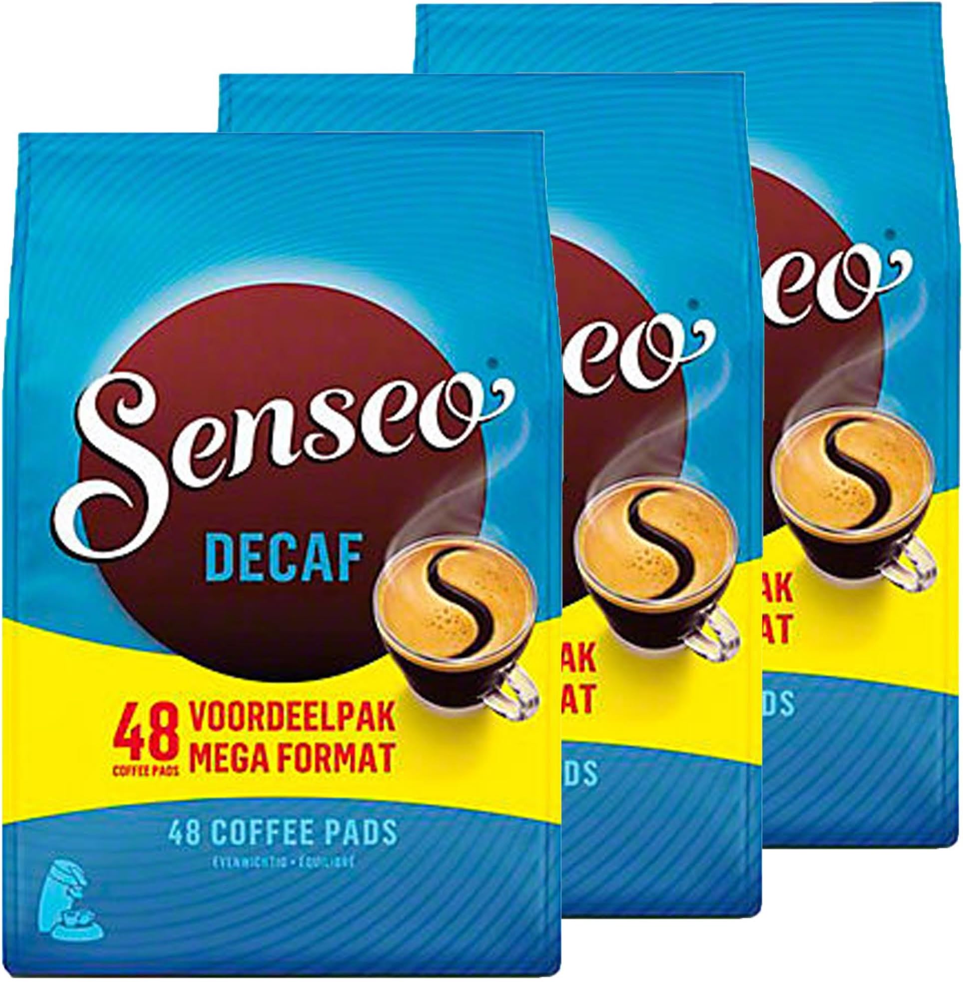 Senseo Decaf Medium Roast Coffee Pods – 144 Count (3 Packs) – Smooth & Balanced Flavor with Rich Crema – Caffeine-Free Single-Serve Coffee Pads Compatible with Senseo & PeleCom Machines
