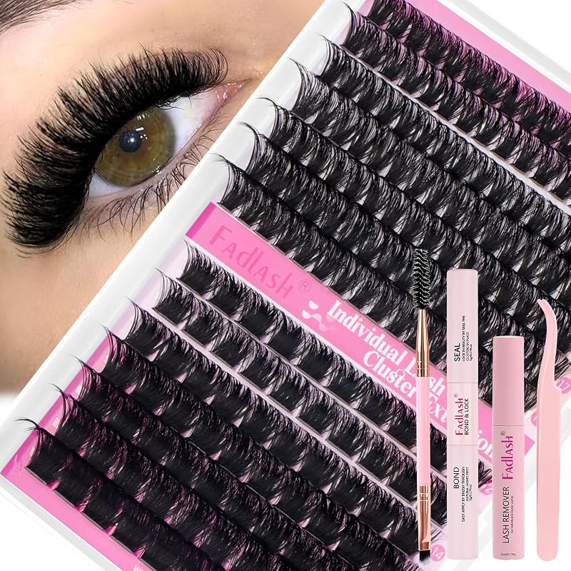 Kit de cílios em tufos FADLASH 100D+200D, curvatura D, volume