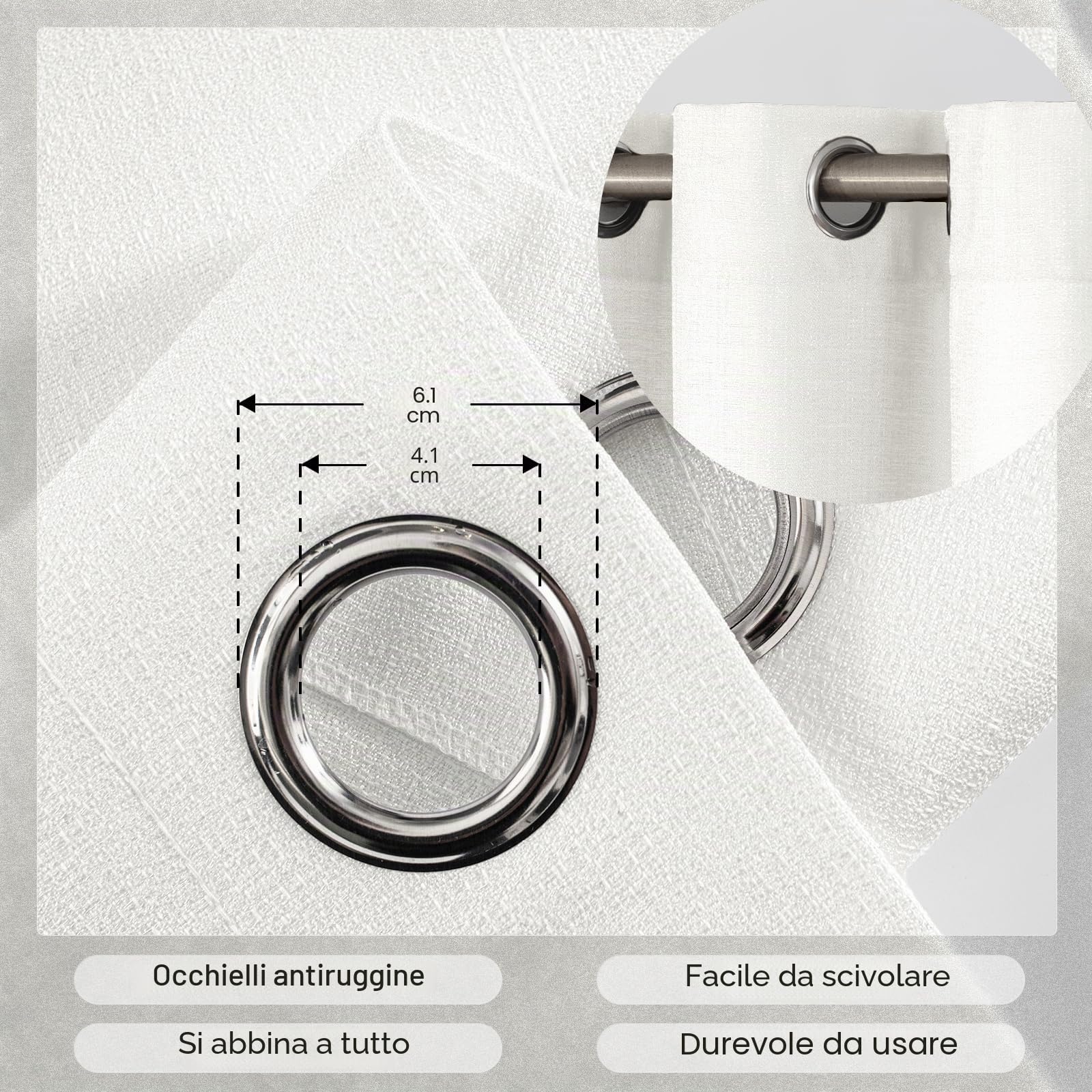 Melodieux Voile Tende per Interni per Camera da Letto Soggiorno sara Bianco, 140 x 245 cm