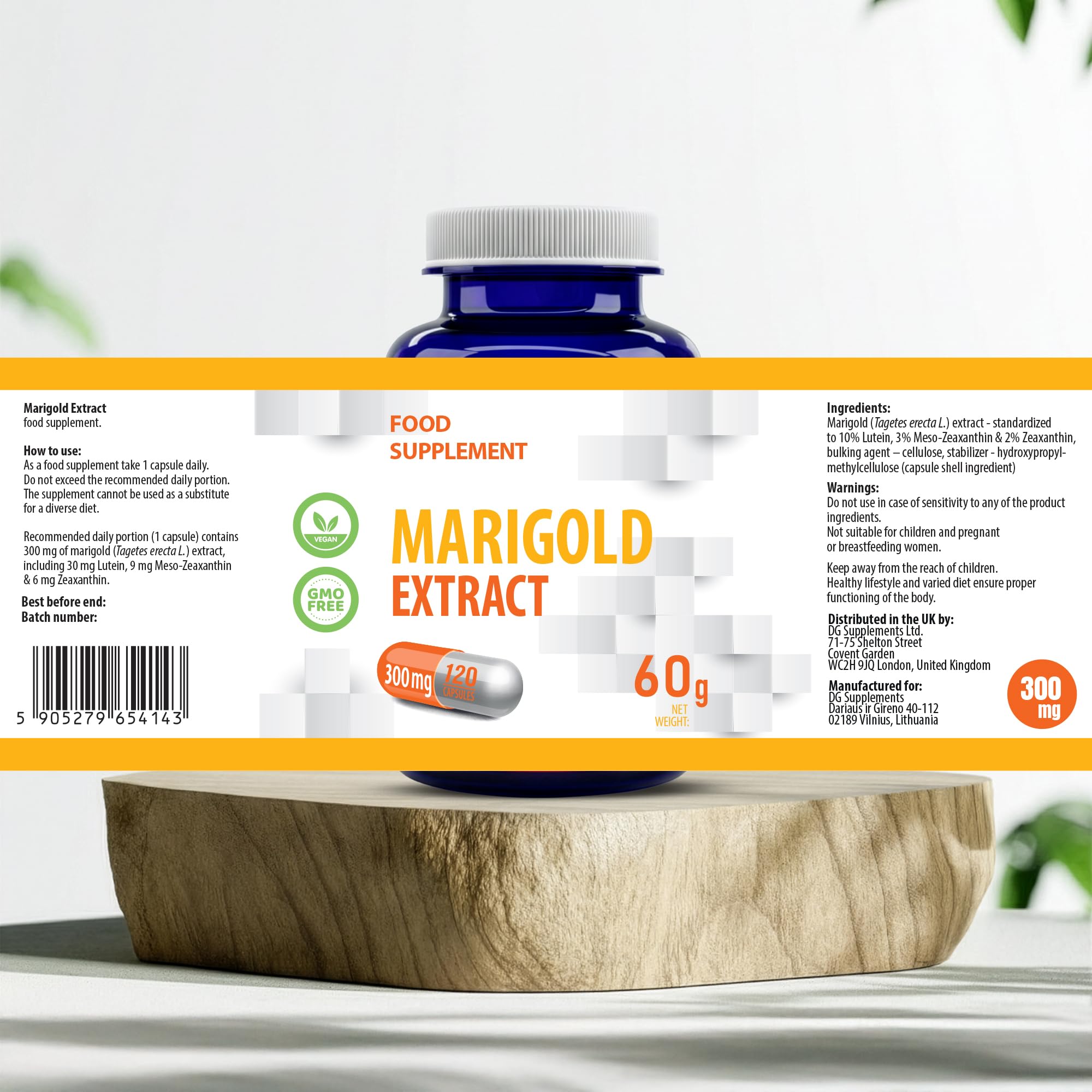 Hepatica Lutéine | 30 mg, Zéaxanthine 6 mg & Méso-zéaxanthine 9 mg | extrait de souci 300 mg | 120 Gélules Véganes | Tagetes erecta | GMP & Testé en Laboratoire Indépendant