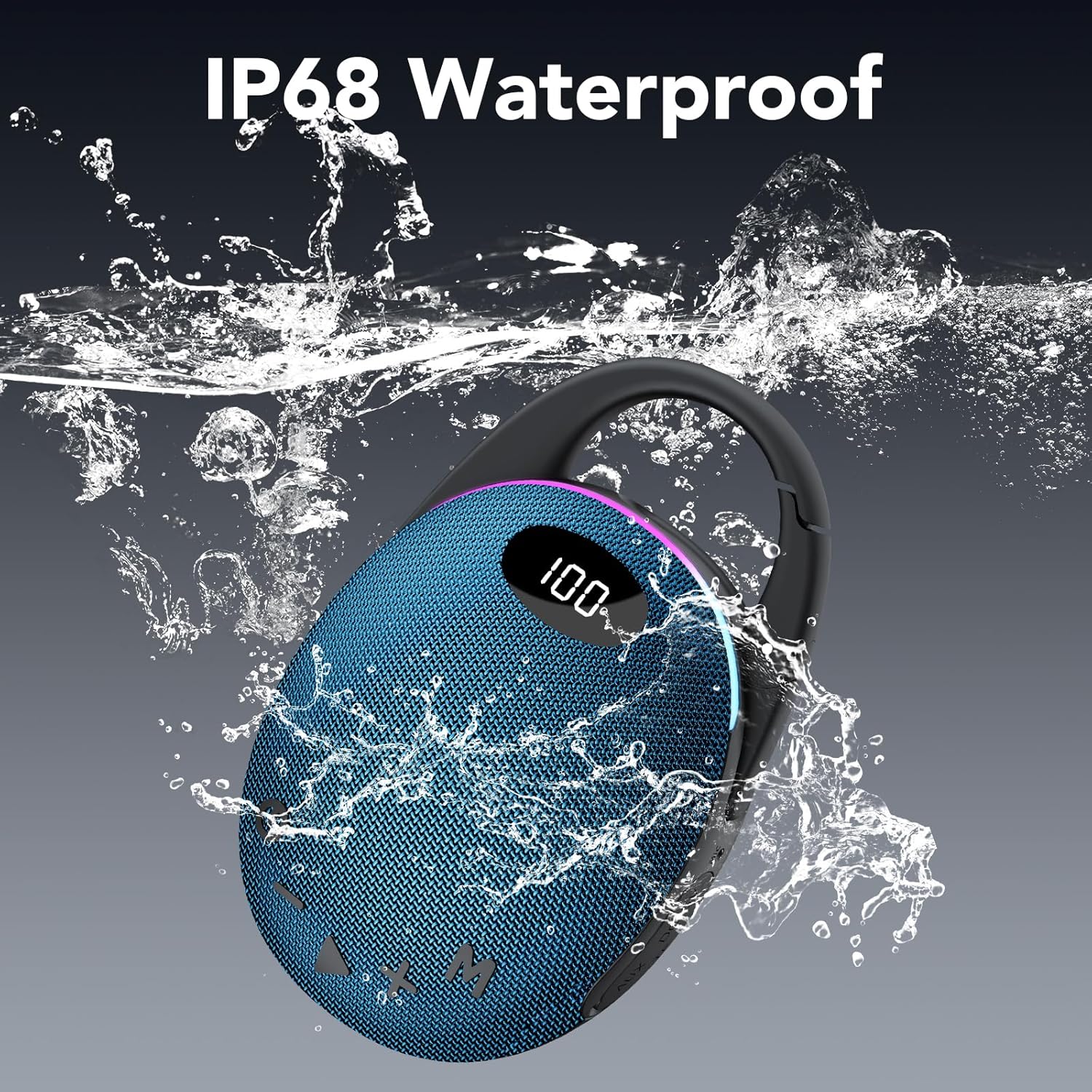 Portable Mini Bluetooth Speaker with HD Sound, LED Power Display, Big Pro Sound with Punchy Bass,Integrated Carabiner, 25H Playtime, Colorful RGB Lights, TWS pairing,Outdoor/Party/Travel, Gift Ideas