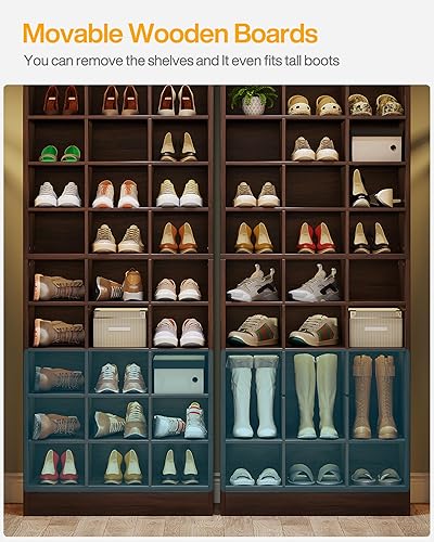 Miniatura 6 de Tribesigns Armario de almacenamiento de zapatos de 10 niveles, zapatero de madera espresso con 30 cubículos, organizador de zapatos de entrada alto