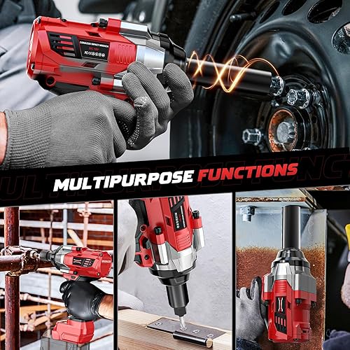 Miniatura 7 de Llave de impacto inalámbrica de 1/2" Compatible con batería Milwaukee de 18V, controlador de impacto de alto par de 1000 pies-libra (1360 N.m),