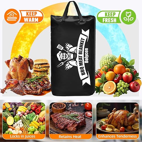 Miniatura 7 de Manta de barbacoa mejorada para descansar carne, accesorios para ahumadores, manta de pechuga, bolsa de descanso de carne aislada con boca ancha