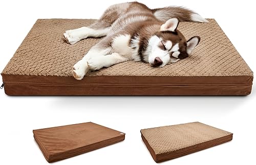Sytopia Cama lavable indestructible para perros grandes de 37 pulgadas  Felpa de doble cara, impermeable, funda extraíble, soporte ortopédico