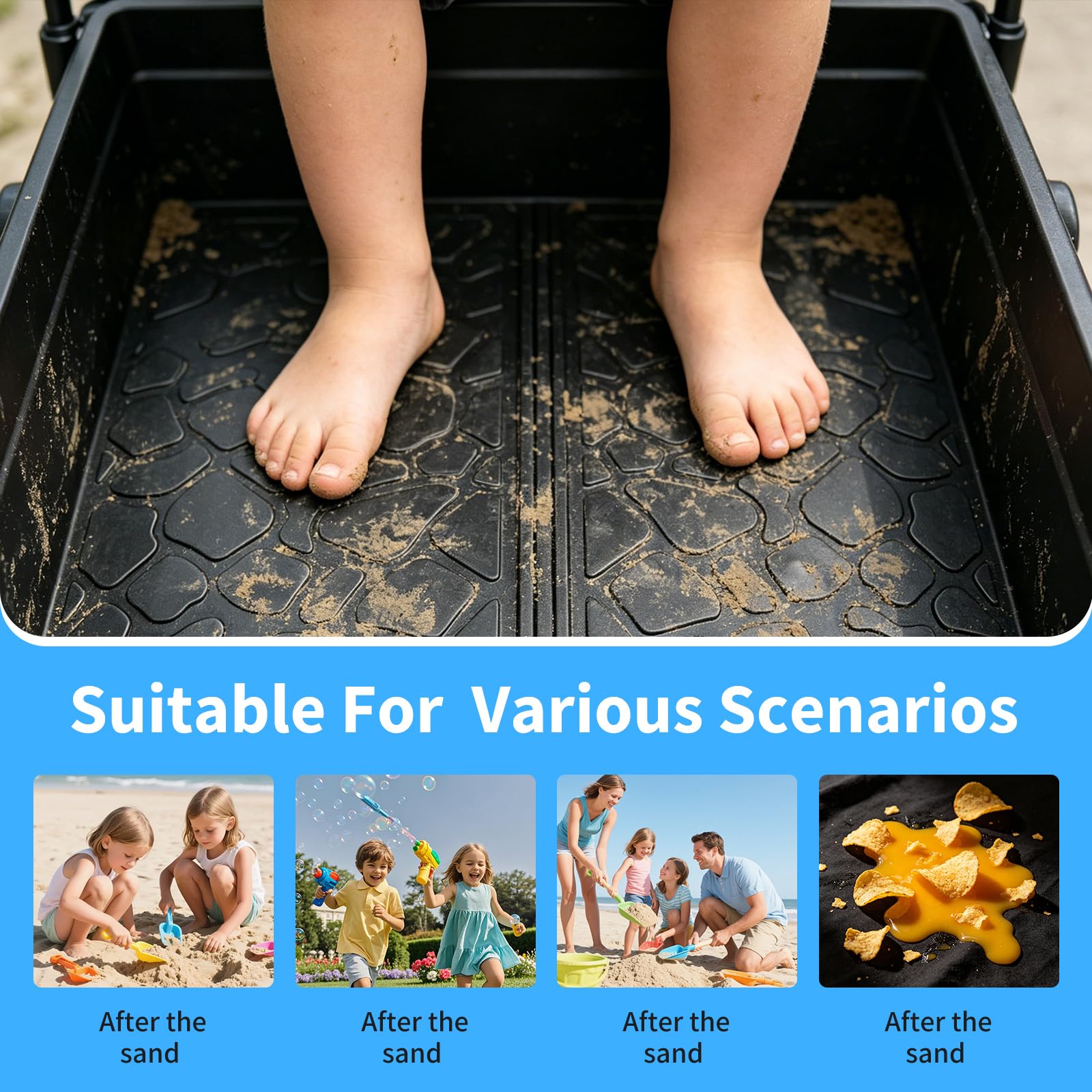 Allwetter-Matte, TPE Kinderwagen Matte, Allwetterschutz, faltbares Wagenzubehör für 2-Sitzer-Kinderwagen, Non-slip Falten Design, Outdoor, Park, Reisen, Zuhause, verhindert Sand, Schmutz
