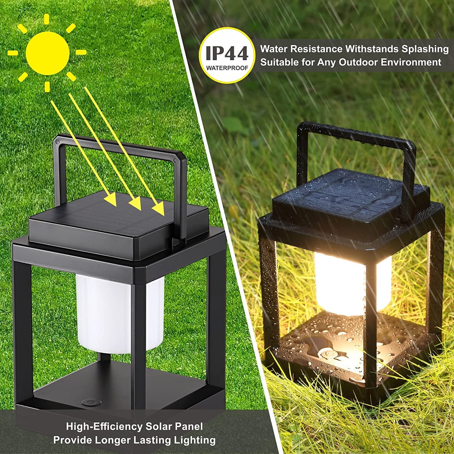 Lámpara de mesa para exteriores, 35 W, 3000 K, 3 niveles de brillo LED, lámpara solar recargable portátil IP44 impermeable, control táctil para exteriores, leer, acampar
