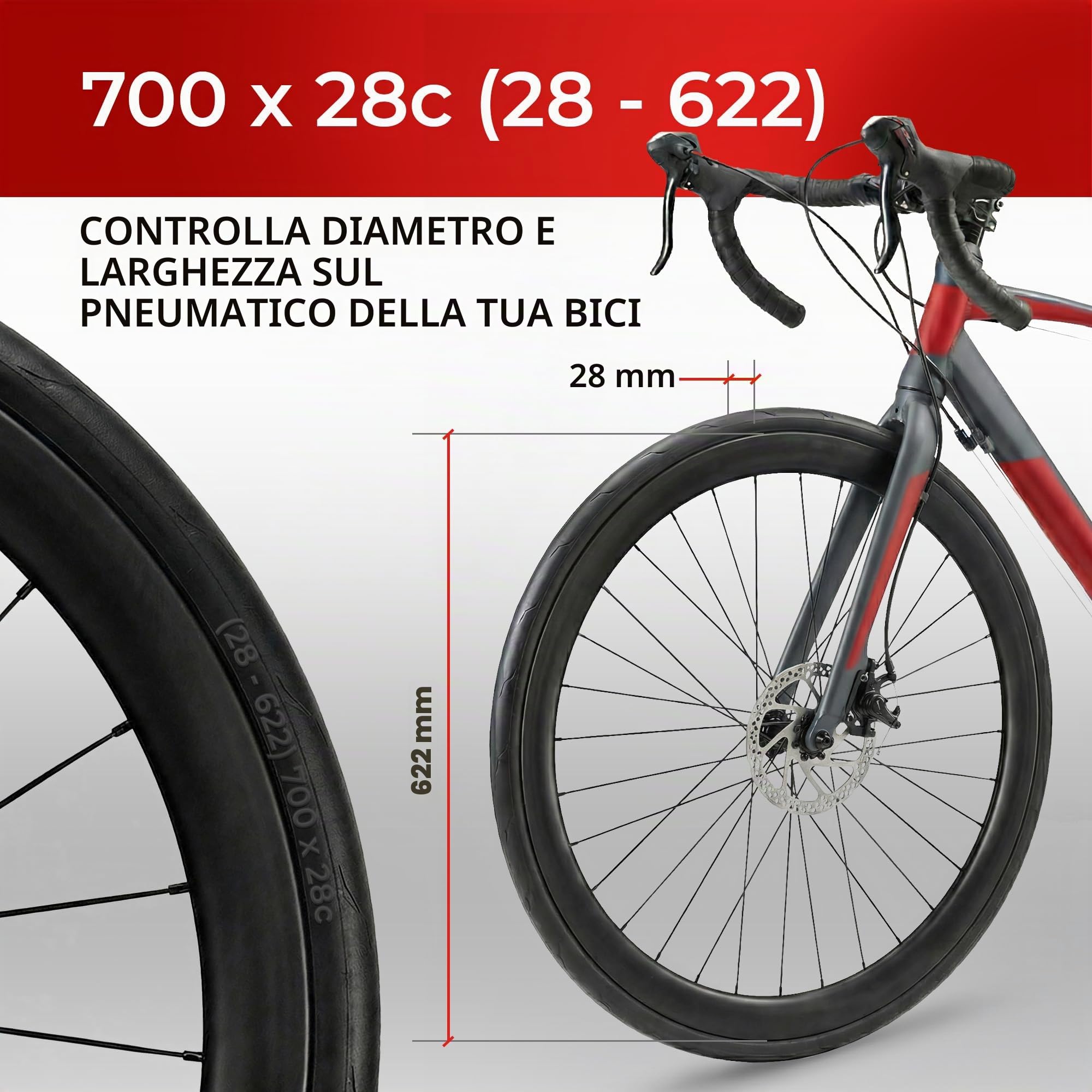 Fincci Coppia Copertoni Bici 700x28C Tubeless ETRTO 28-622 Strada 120 TPI | Protezione Aramidica da 1 mm per Pressioni 80-110 PSI, Ideale per Bici da Corsa, Strada, Allenamento e Gare su Asfalto