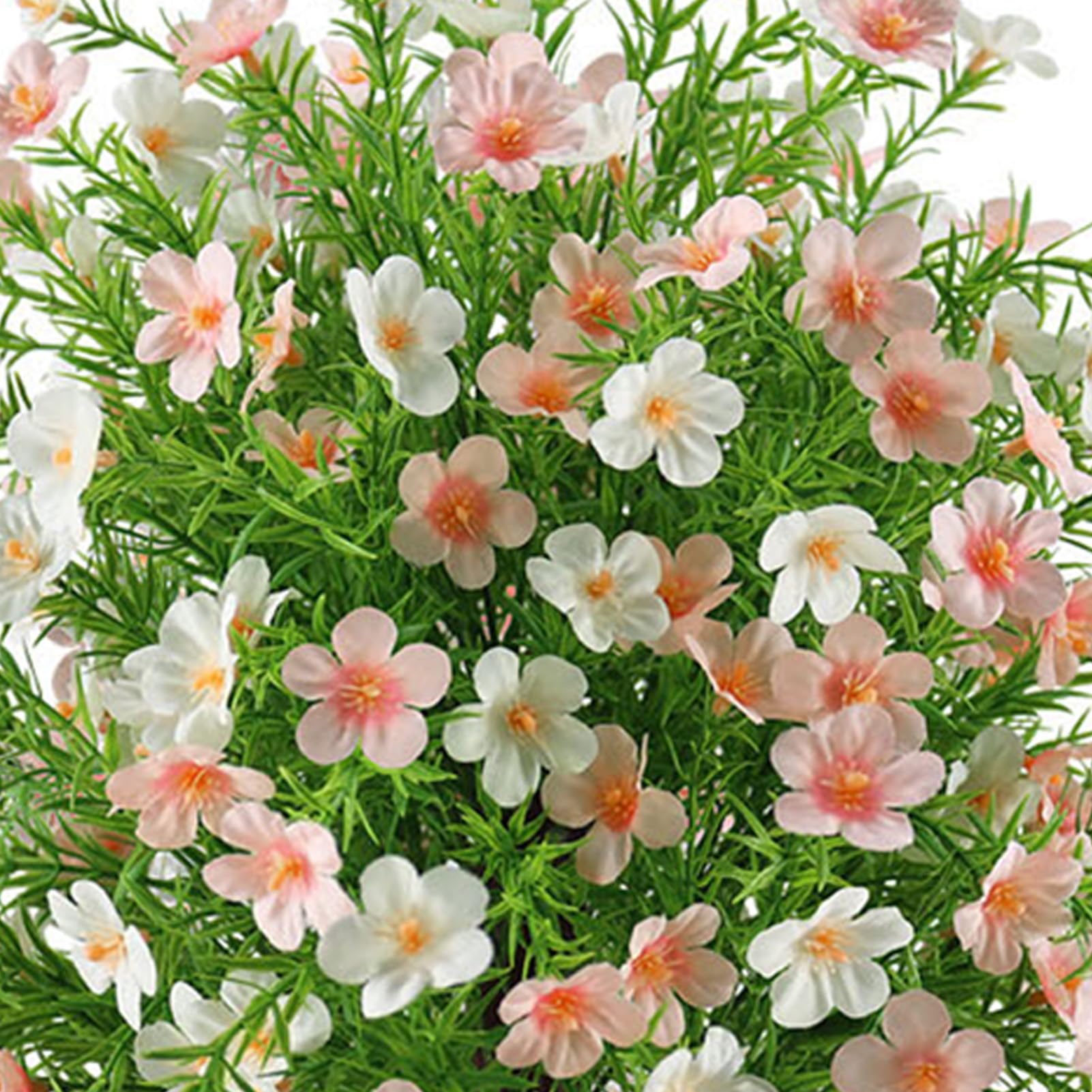 ZJchao 2 Pezzi di Fiori Artificiali per Arte Topiaria, Fiori Finti Resistenti Alle Intemperie, a Prova di Sbiadimento, con Picchetto per la Decorazione Domestica della Festa Nuzia (Rosato e Bianco)