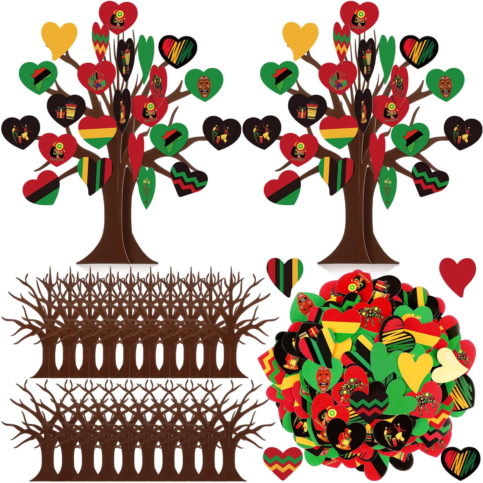 32 Sets Black History Month Tree Craft Kits Make Your Own DIY African Traditional Holiday Trees Decorations Happy Kwanzaa 3D Paper Tree Craft Kit Supplies for Party Table Decor Fun Activities
