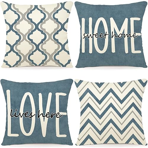 YCOLL Farmhouse Pillow Covers 18x18 Set of 4 Throw Pillow