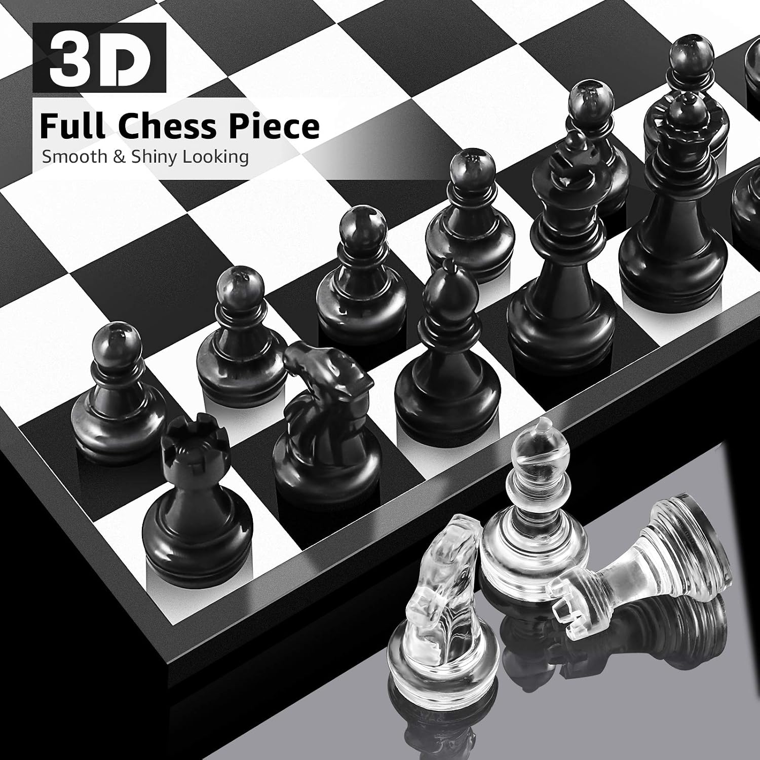 WEVOVE Chess Board Mold for Resin, Silicone Mold Chess Set, with 9 Pieces 3D Resin Chess Molds, for DIY Crafts Making, Birthday Gift, Family Games.…