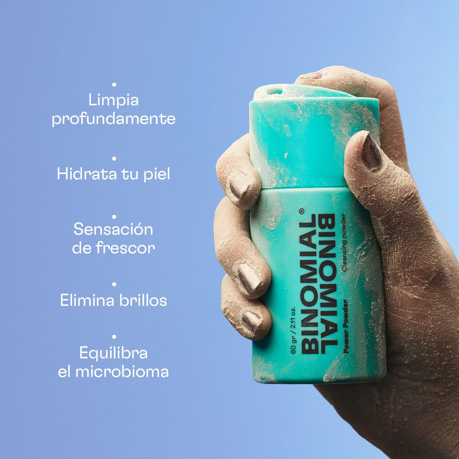 BINOMIAL - Power Powder | Limpiador Facial en Polvo | Limpieza Facial Profunda e Hidratante | con Antioxidantes Naturales y Activos Postbióticos | Skincare | 60gr