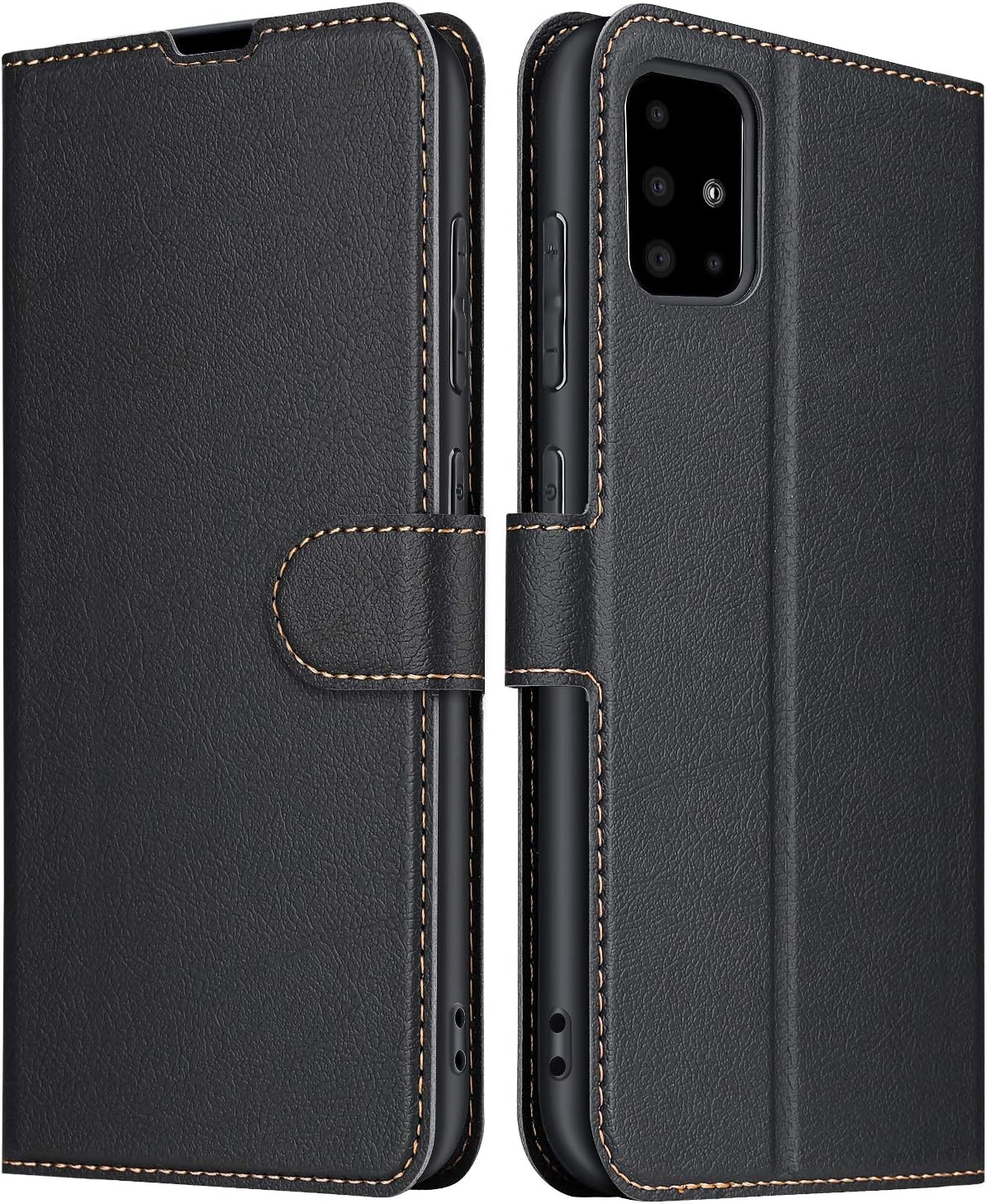 ELESNOW Phone Case for Samsung Galaxy A51, Flip Wallet PU Leather Card Holder with RFID Blocking Magnetic Closure Stand Cover for Samsung Galaxy A51 (Black)