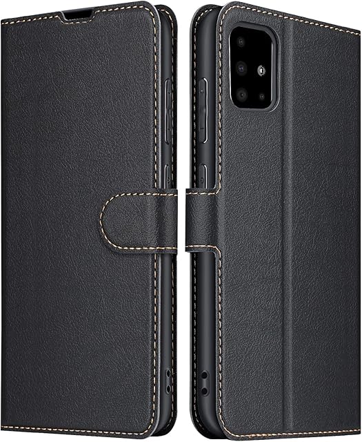 ELESNOW Case for Samsung Galaxy A51, High-grade Leather Flip Wallet Phone Case Cover Compatible with Samsung Galaxy A51 (Black)