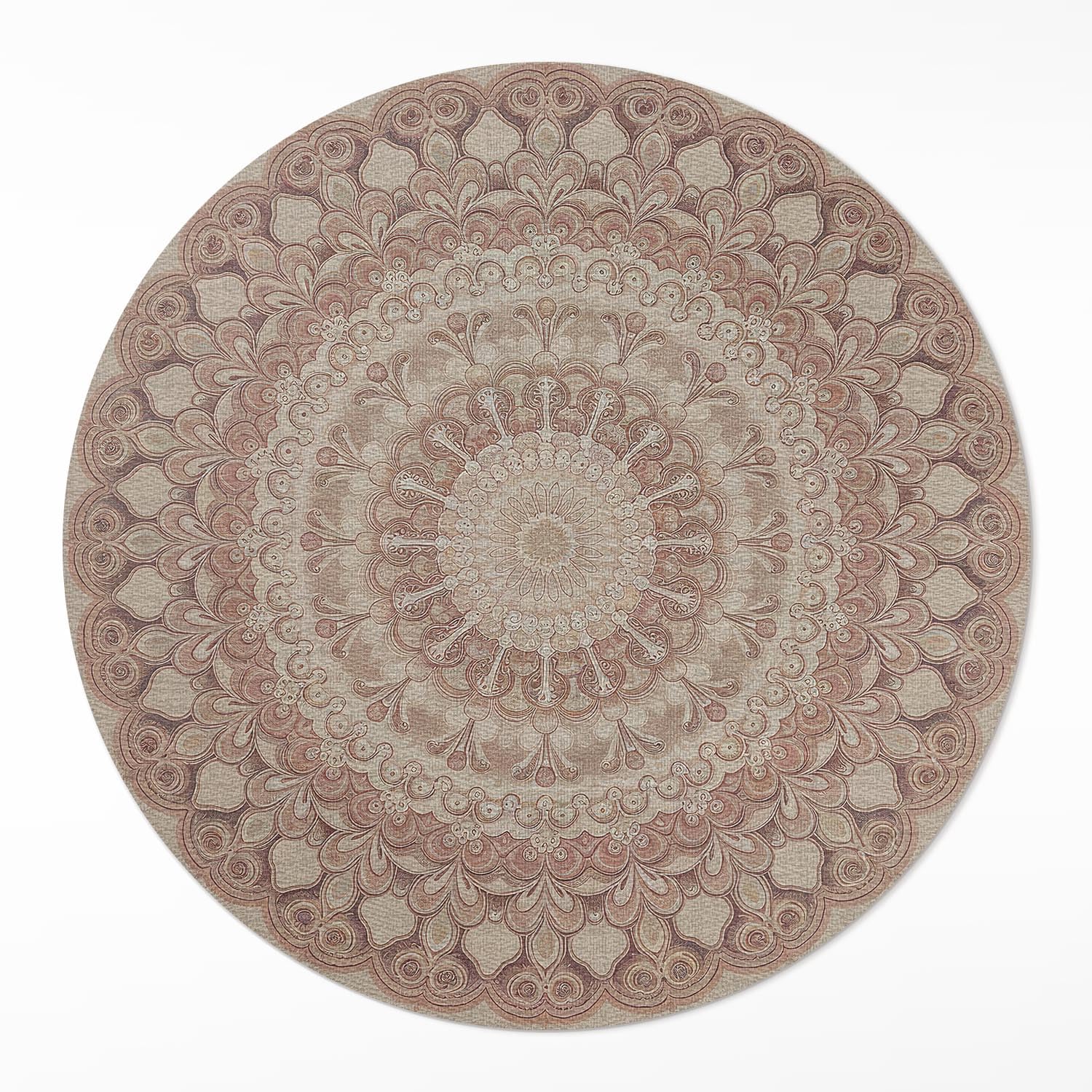 Tapis de sol vinyle ø100 cm rond PVC géométrique résistant pour chambre cuisine et décoration maison