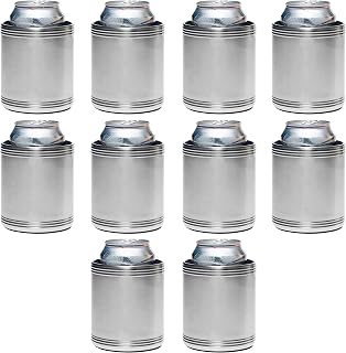Stainless Steel Can Coolers Set of 10, Bulk Pack - Great for Beer, Soda, Other Beverages - Silver