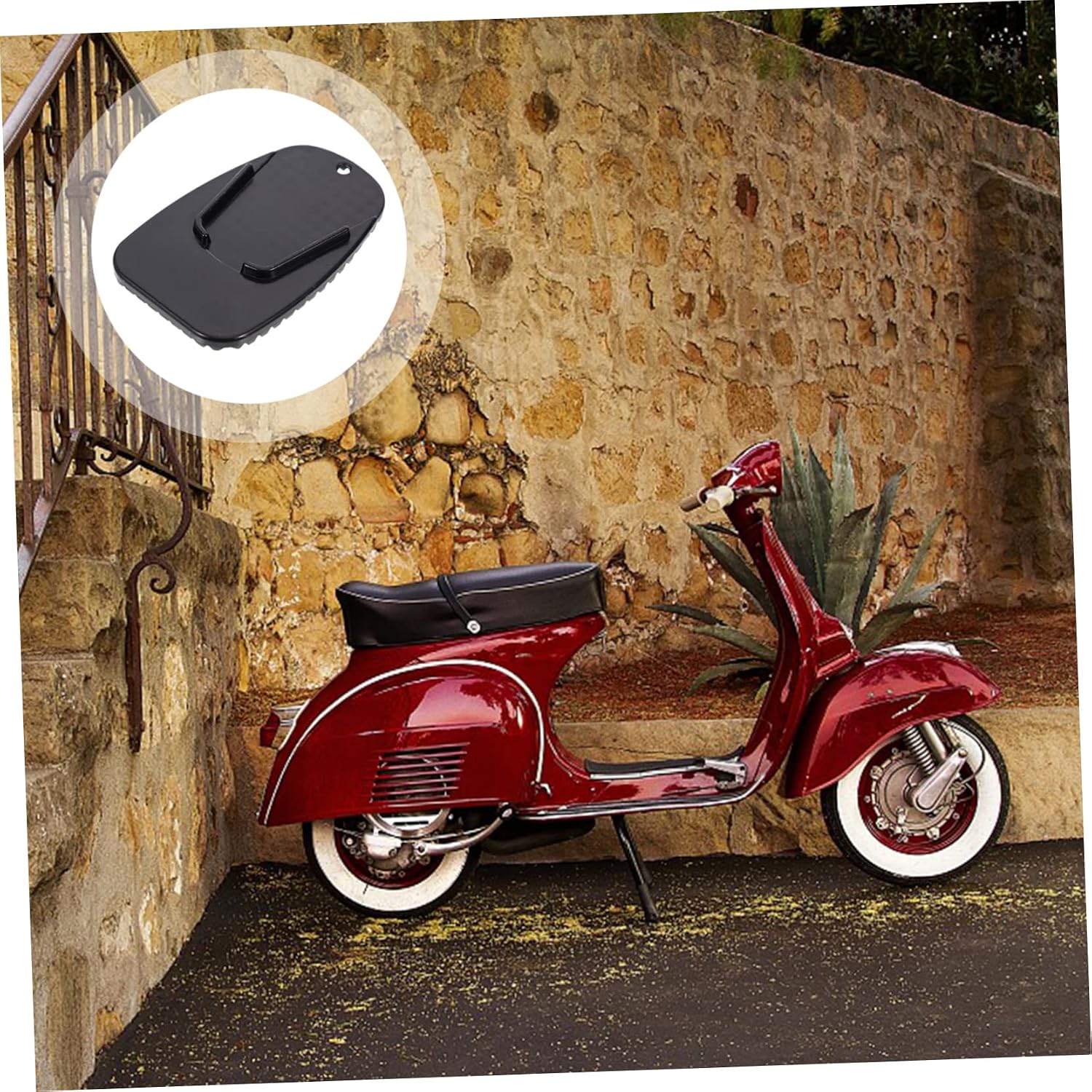 Outanaya 4Pcs Motorcycle Kickstand Pads Durable Side Stand Cushions Corrosion Foot Support for Dirt Bikes Stable Parking Black