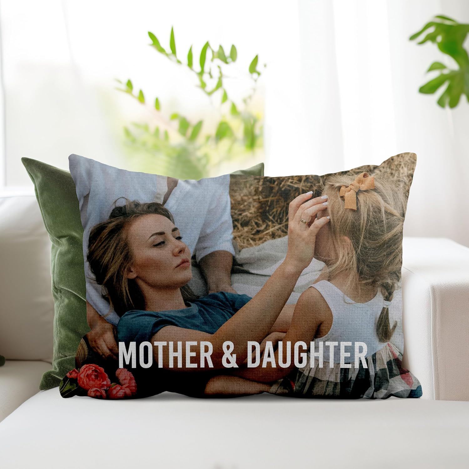 FrameStory Custom Personalized Pillow with Photos and Text, Fully Customizable with Your Pictures and Message, Home Decor Pillow with Case, Cover; 18" x 18", 1-Sided Printing, Printed in The USA
