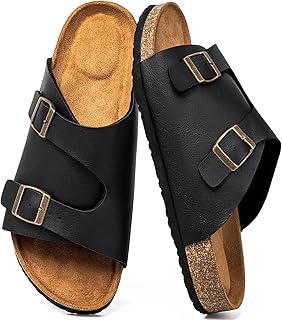 [STRDEOUT] ァッションサンダル レディース コルクサンダル おしゃれ 外履き ビルコフロー アリゾナ さんだる 皮 革 アウトドア 歩きやすい スリッパ 黑色 27.0 cm