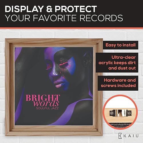Miniatura 4 de KAIU Marco de discos de vinilo  Marcos de madera maciza para discos de vinilo, accesorios de regalo para montar en la pared, cubierta de exhibición
