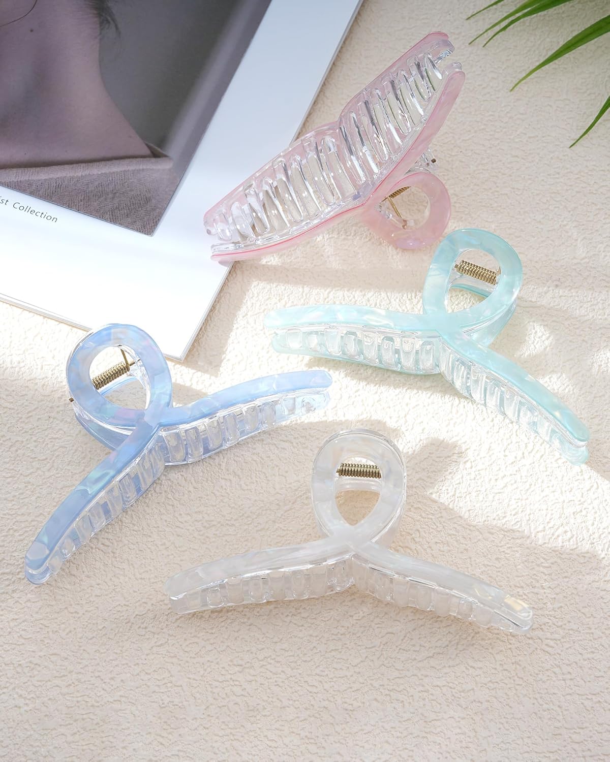 Molans 5Inch Large Hair Claw Clips 4 PCS for Women - Acrylic Hair Accessories for Thick Hair and Long Hair, Big Strong Durable Hair Applique, Oversized Non-slip Rectangle Butterfly Jaw Hair Clips - Image 7