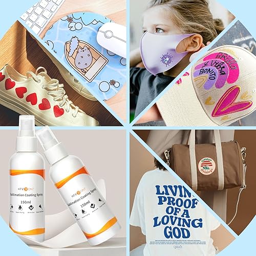 Miniatura 6 de HTVRONT Spray de revestimiento por sublimación – Versión actualizada 2x150ml para camisas de algodón, lona, almohada, camisas, cartón; secado