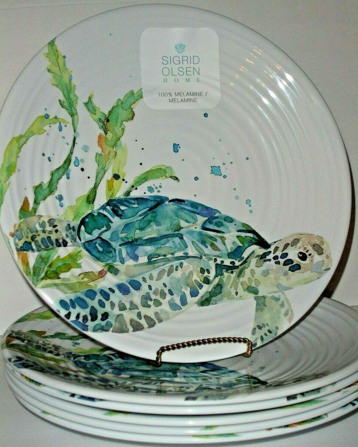 Sigrid Olsen Sea Turtle Melamine Dinner Plates Set of 6