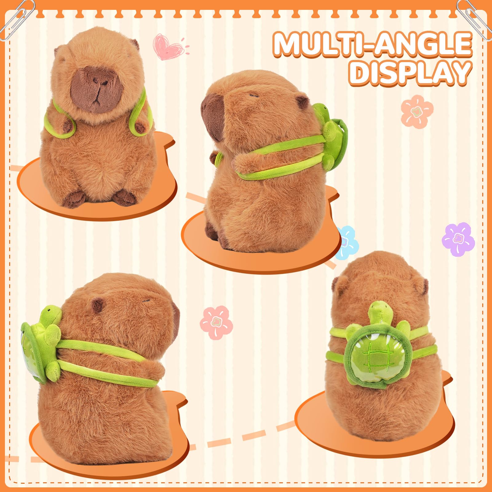 Capybara Kuscheltier Mit Schildkrötenrucksack – 25 Cm, Aus Weichem Plüsch, Perfekt Als Geschenk