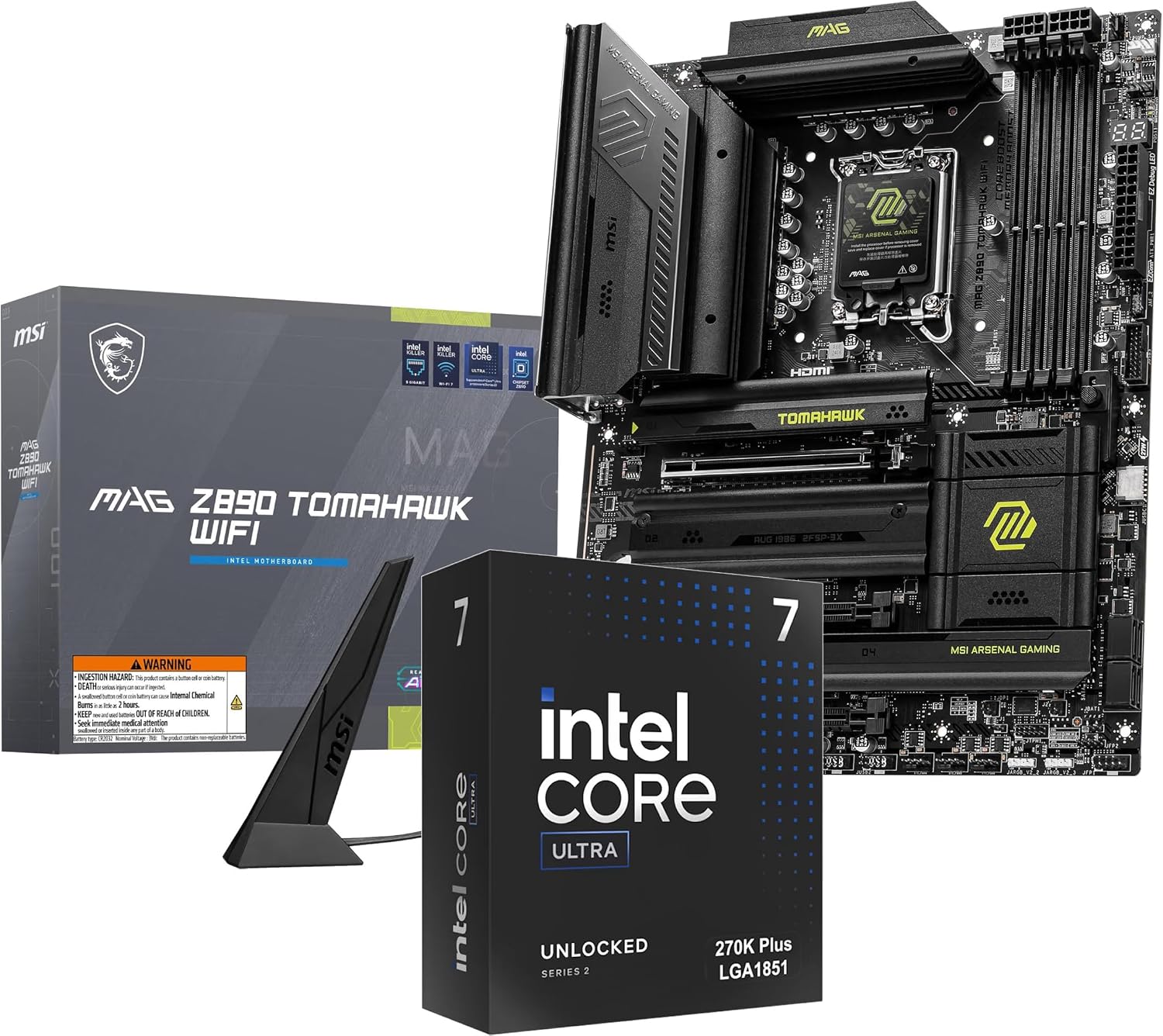 CPU Motherboard Combo -Intel Core Ultra 7 270K Plus 24 cores up to 5.5 GHz Desktop Processor with Msi MAG Z890 Tomahawk WiFi Gaming LGA 1851 ATX Motherboard