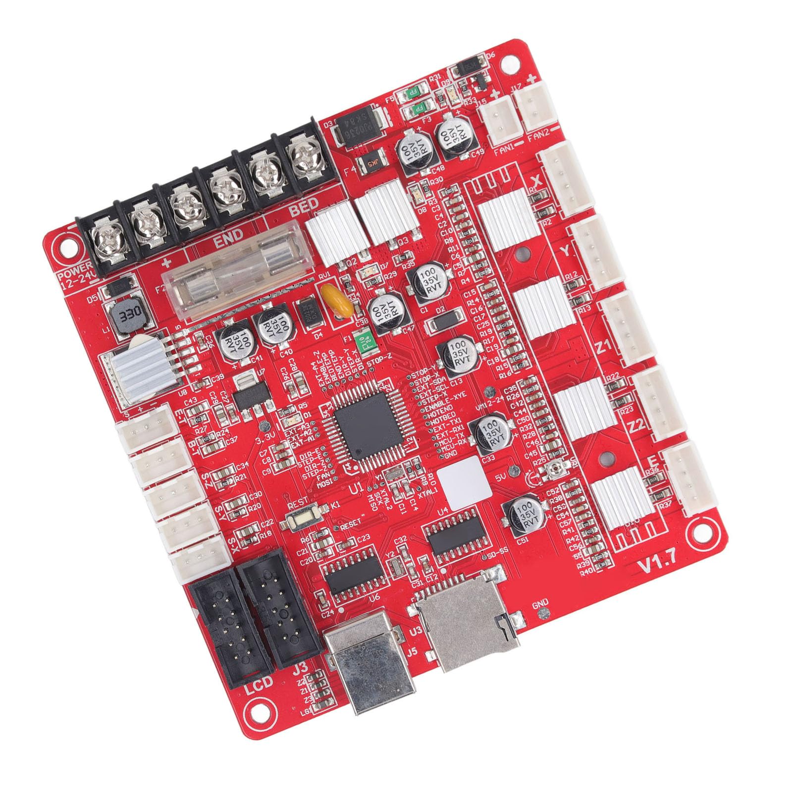 3D Printer Control Board, 3D Printer Motherboard Good Heat Dissipation Integrated Main Board with USB Interface 12V?24V, DeepGroove Ball Bearings