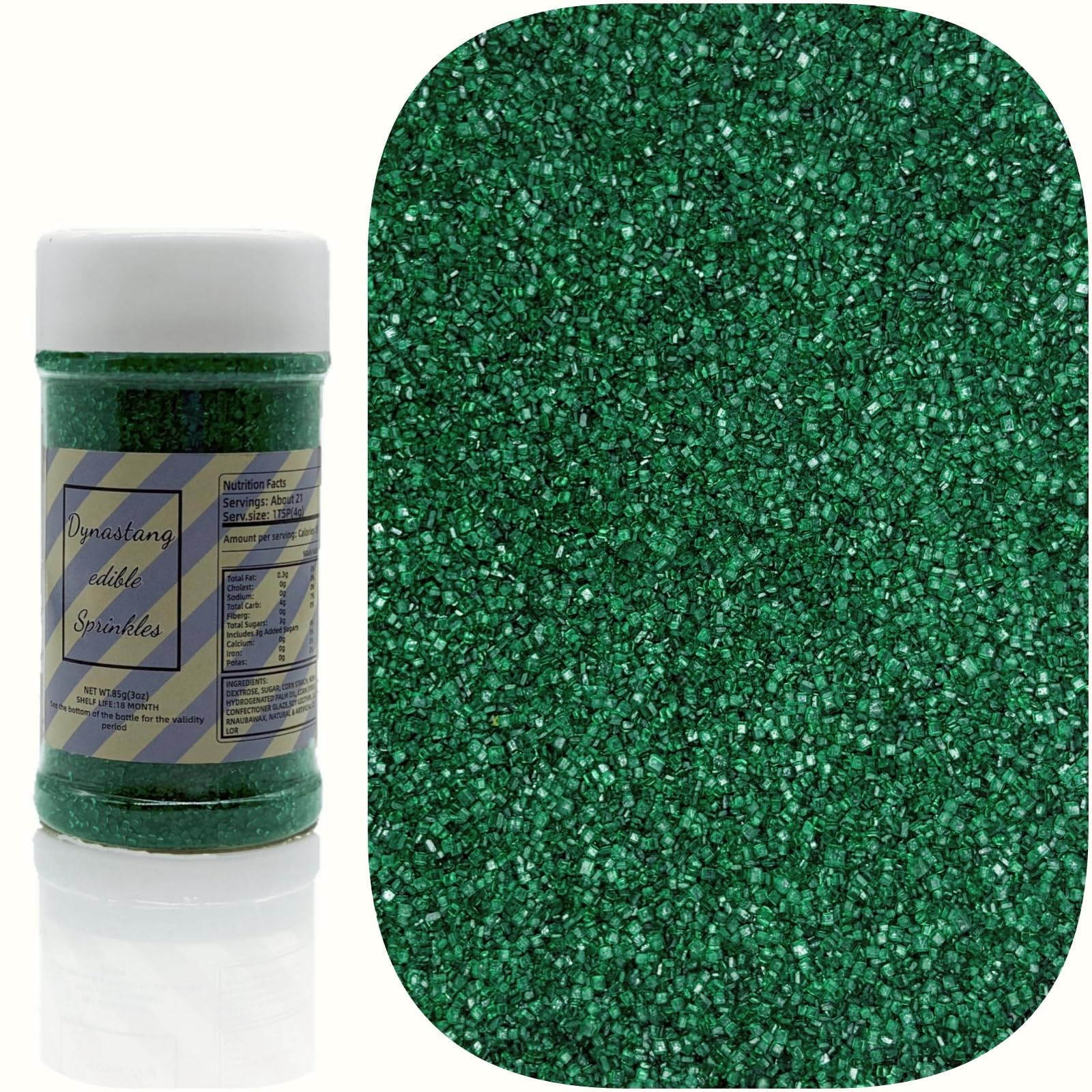 Dynastang Dark Green Sanding Sugar Sprinkles Edible Sugar Crystals Cake Decoration Cupcake Toppers Cookie Decorating Perfect for Cakes, Cupcakes,